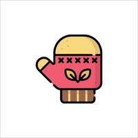 A red mitten with a leaf on it vector