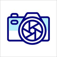 A camera icon with a lens and a shutter vector