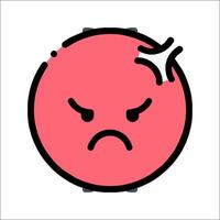 A red angry face icon with a broken nose vector