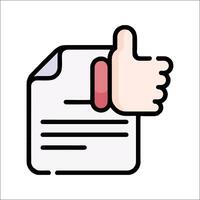Thumb up icon with a document and thumb up vector