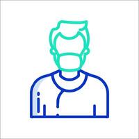 A man wearing a mask is shown in a line icon vector