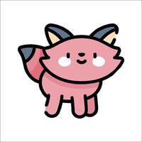 A cute pink fox with blue eyes and a black nose vector