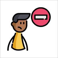 A cartoon man with a sign that says no vector