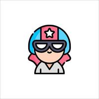 A cartoon character wearing a helmet and glasses vector
