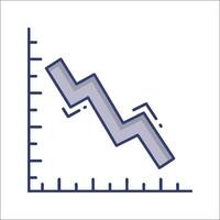 A graph line with a downward arrow vector