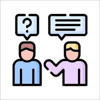Two people talking with question marks over them vector