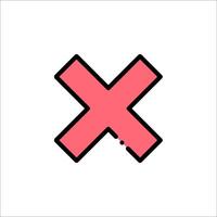 An x sign with a red cross on it vector