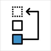 A blue square with a blue arrow pointing to it vector