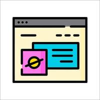 A web page with a yellow and pink icon vector