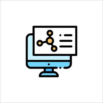 A computer monitor with a picture of a social network icon vector