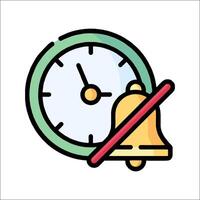 A clock and bell icon with a red line vector