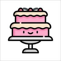 A cake with a pink icing on top vector