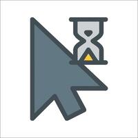 A clock icon with a mouse pointer pointing to a sand timer vector