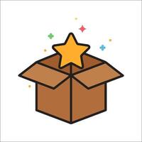 A box with a star inside it and a star on top vector