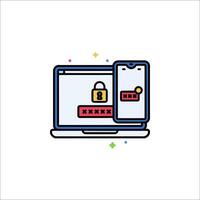 A laptop with a padlock on it vector