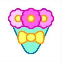 A bouquet of flowers with a bow on it vector