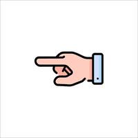 A hand pointing at something on a white background vector