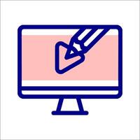 A computer monitor with a pencil and arrow pointing to it vector