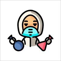 A cartoon man wearing a mask and holding a beaker vector