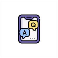 A phone with a question mark and a speech bubble vector