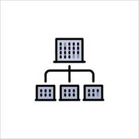 A flat icon of a building with a computer tower vector