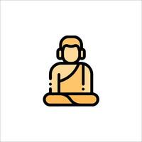 Buddhist meditation icon, line style illustration vector