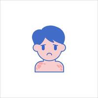 A boy with a rash on his face vector