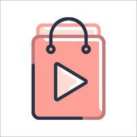 Shopping bag icon with play button vector