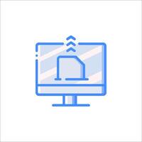 A computer monitor with a file icon on it vector