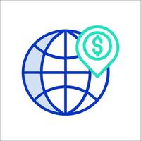 Global currency icon vector