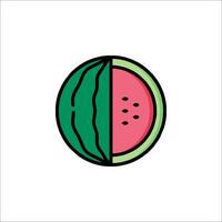 A watermelon icon with a slice cut in half vector
