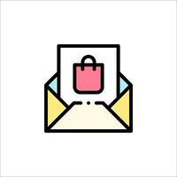 An envelope with a shopping bag inside vector