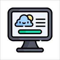 A computer monitor with a cloud on it vector
