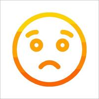 A sad face icon with an orange and yellow background vector