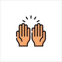Two hands clapping icon on white background vector