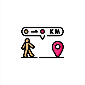 A man is walking towards a map marker and a person is standing next to it vector