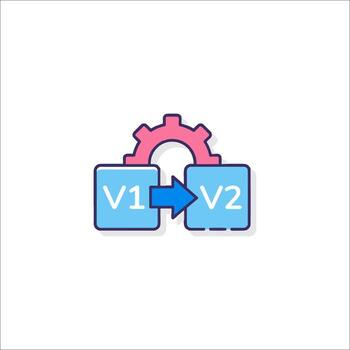 The v1 and v2 icons are shown on a white background vector