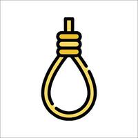 A yellow and black outline of a hanging rope vector
