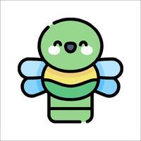 A cute green dragonfly with a yellow and green wings vector
