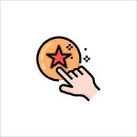 A hand pressing a button with a star on it vector