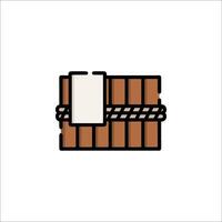A wooden box with a piece of paper on it vector