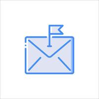 Email envelope icon with flag vector