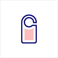 A door handle icon with a pink and blue color vector