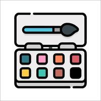 An icon of a makeup palette and brush vector