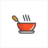 A bowl of soup with a spoon and a spoon vector