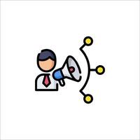 A man with a megaphone and a line connecting dots vector