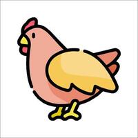 A cartoon chicken standing on a white background vector