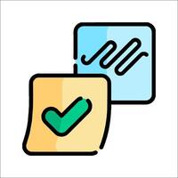 A check mark and a note icon vector