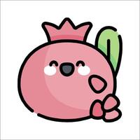 A cute little pink pomegranate with a crown on its head vector