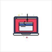 A laptop with a hook on it and a web page vector